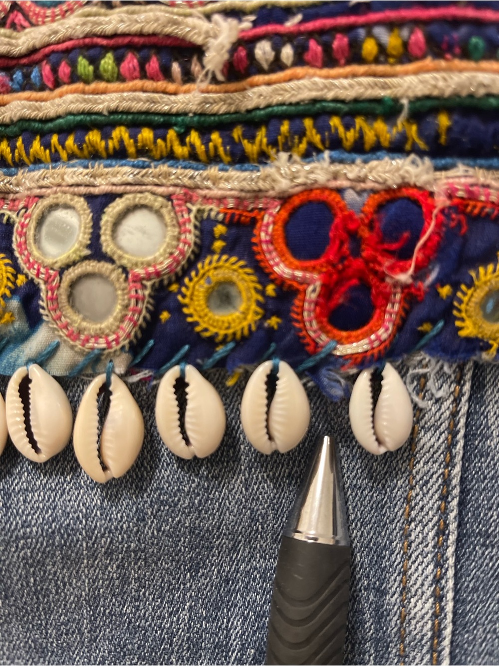 Hand Embroidered Blue Denim Jacket - Women - Picture 9 of 13